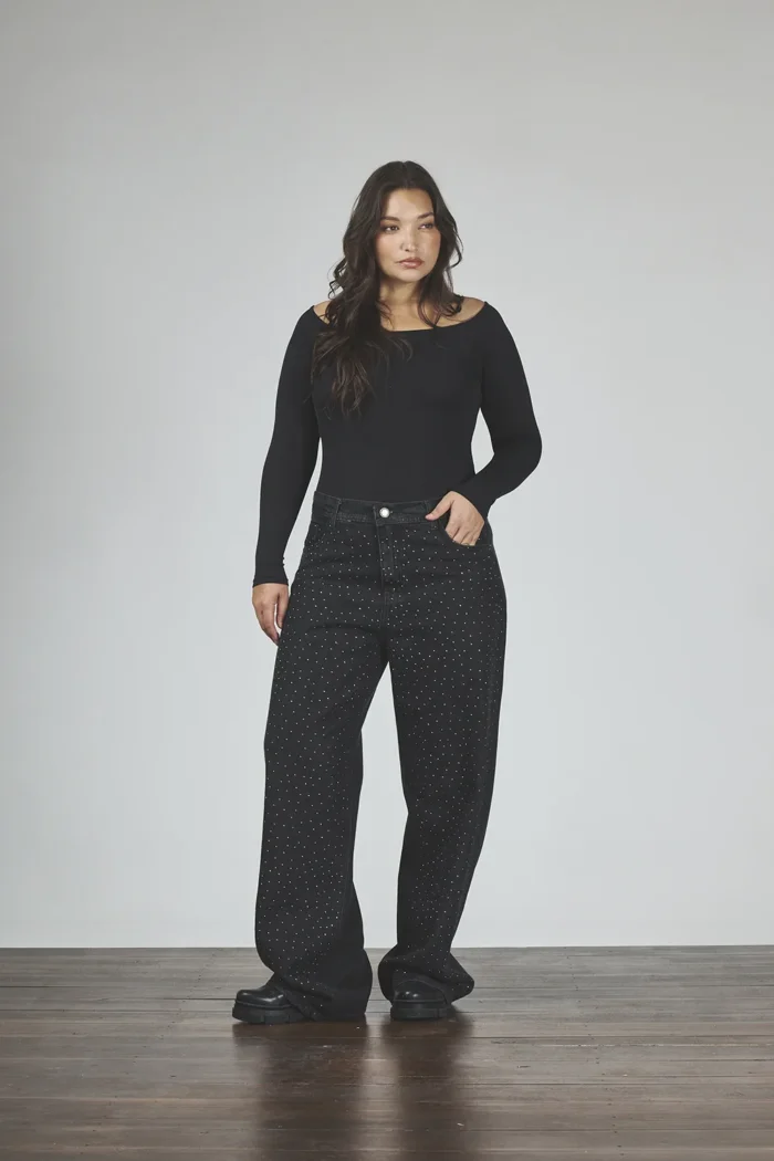 ART. 882 | WIDE LEG NEGRO CON STRAS RÍGIDO - Imagen 5