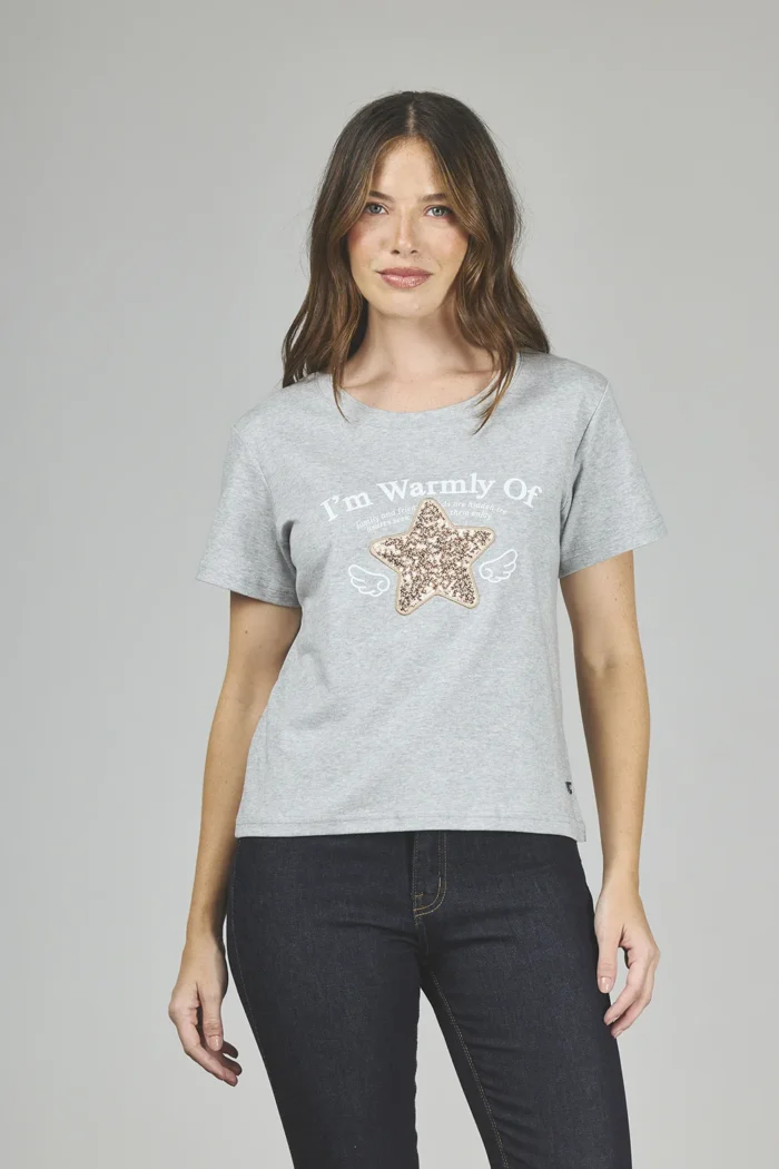 ART. A-43 | REMERA GRIS BORDADO STAR/LENTEJUELAS - Imagen 3