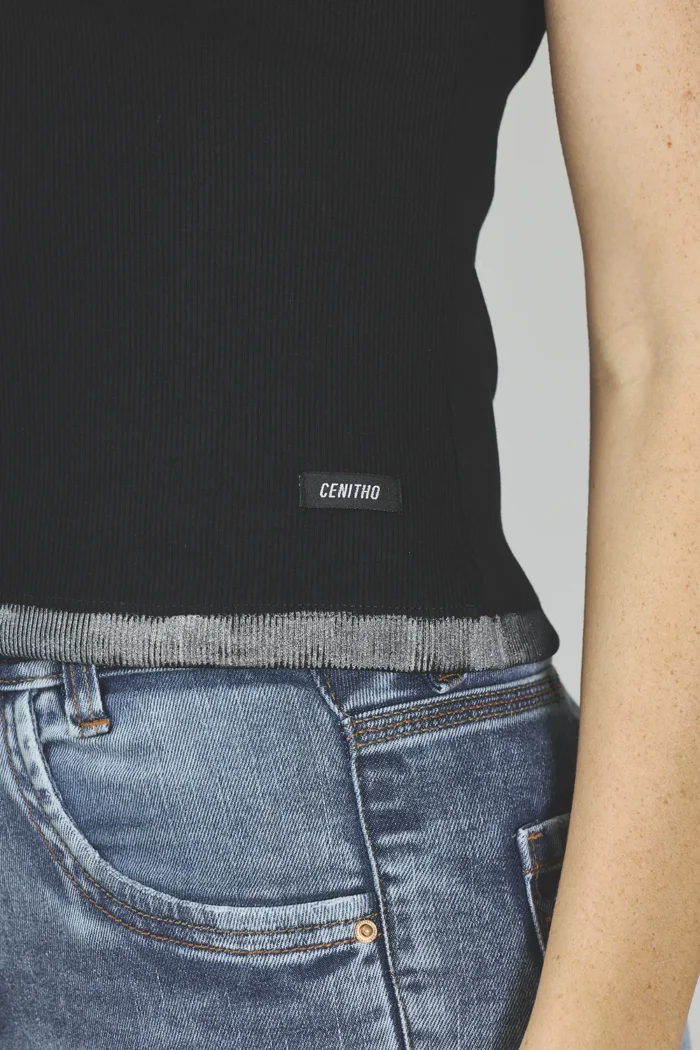 ART. A-48 | REMERA NEGRA MORLEY C/BORDES PLATEADOS - Imagen 5
