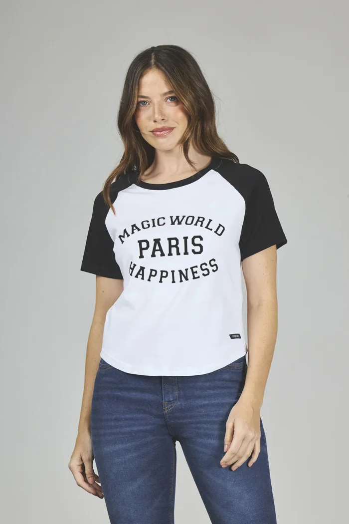 ART. A-24 | REMERA BLANCA/NEGRO COMBINADO PARIS - Imagen 5
