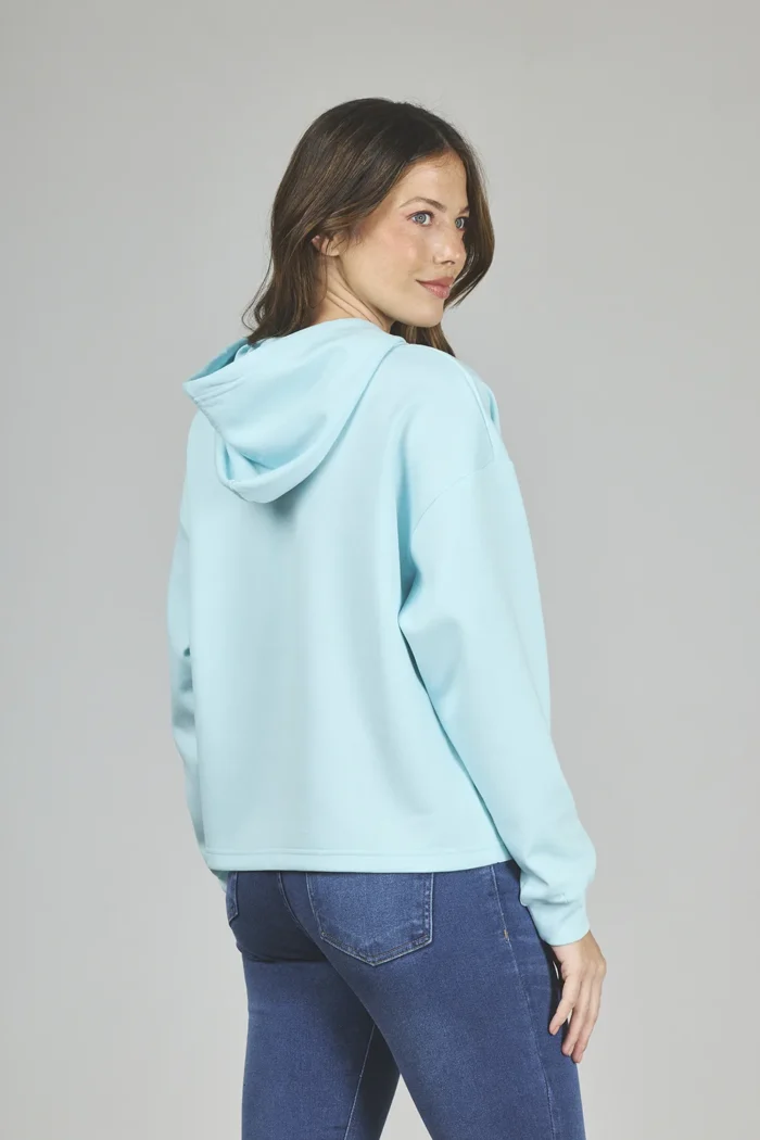 ART. A-64 | BUZO CROP CELESTE CON CAPUCHA LIBELULA - Imagen 3