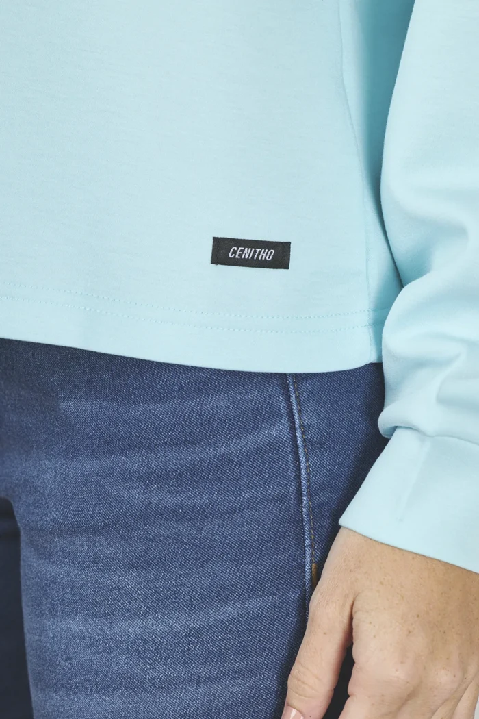 ART. A-64 | BUZO CROP CELESTE CON CAPUCHA LIBELULA - Imagen 5