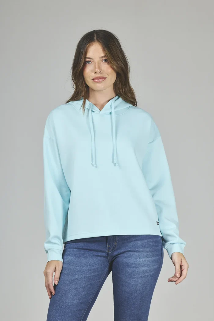 ART. A-64 | BUZO CROP CELESTE CON CAPUCHA LIBELULA - Imagen 6