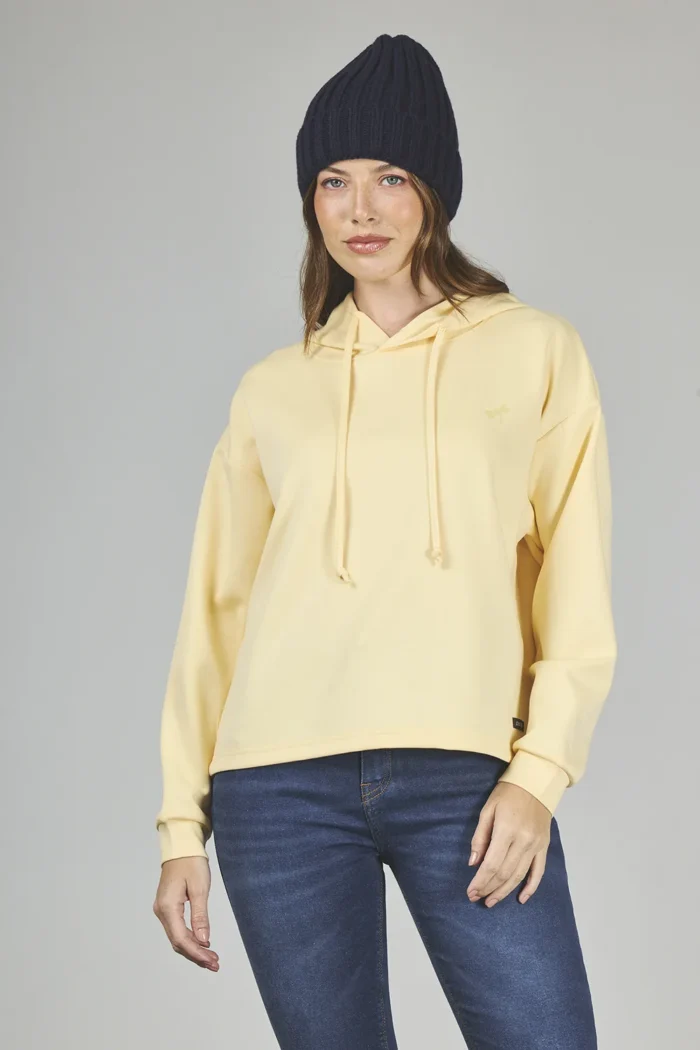 ART. A-65 | BUZO CROP AMARILLO CON CAPUCHA LIBELULA - Imagen 5