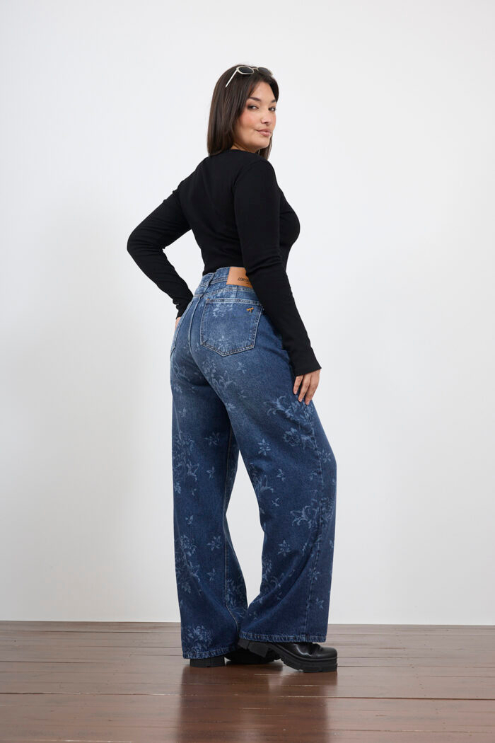 ART. 913 | WIDE LEG AZUL CON ESTAMPADO RÍGIDO - Imagen 2
