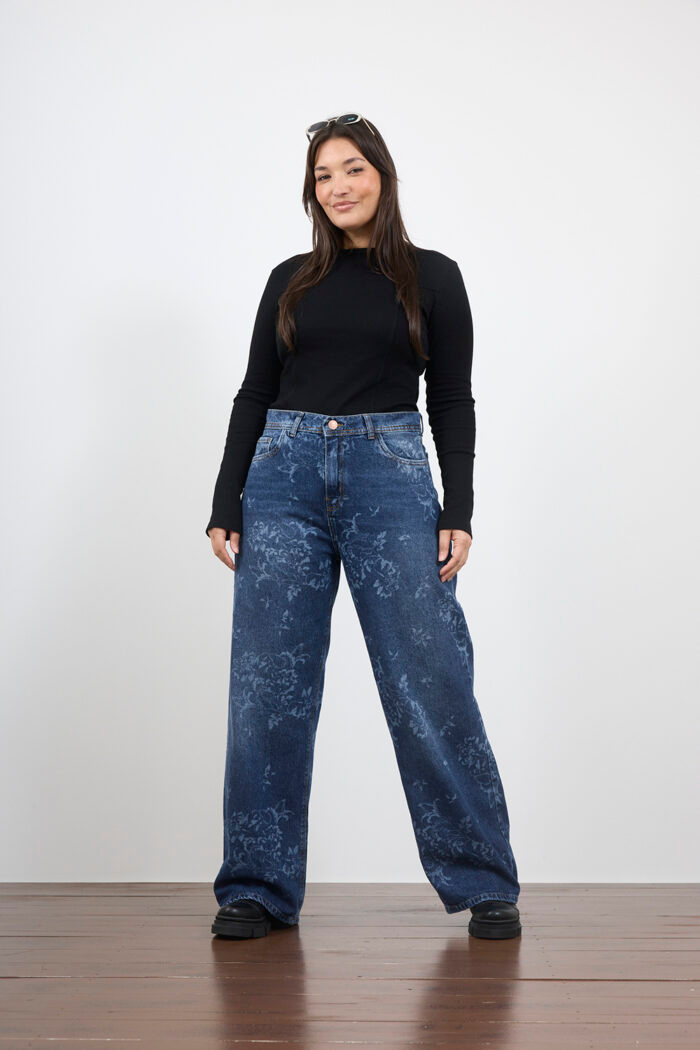 ART. 913 | WIDE LEG AZUL CON ESTAMPADO RÍGIDO - Imagen 4