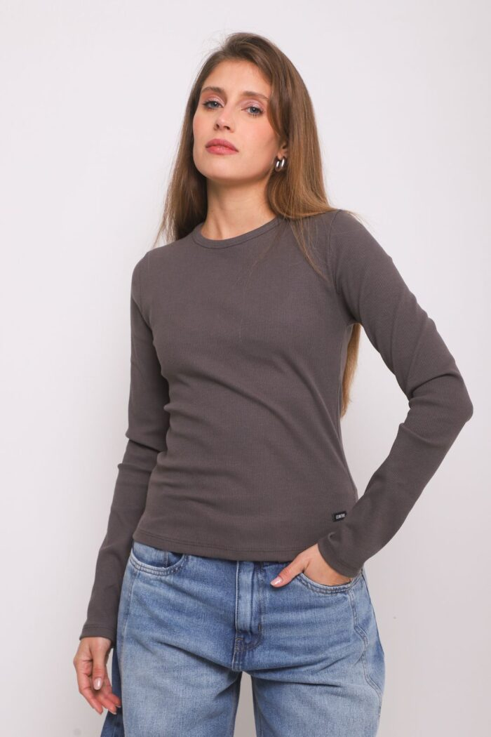 ART. A-120 | REMERA CUELLO REDONDO MANGA LARGA GRIS MORLEY ALGODÓN - Imagen 2
