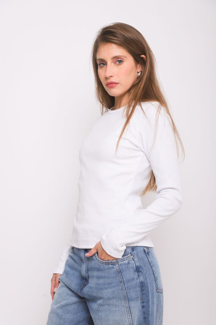 ART. A-125 | REMERA MANGA LARGA BLANCA LISA MORLEY ALGODÓN - Imagen 2