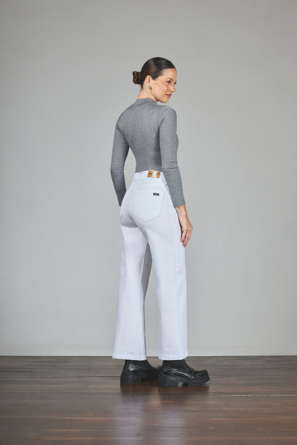 ART. 148 | CROP WIDE LEG BLANCO ELASTIZADO - Imagen 2