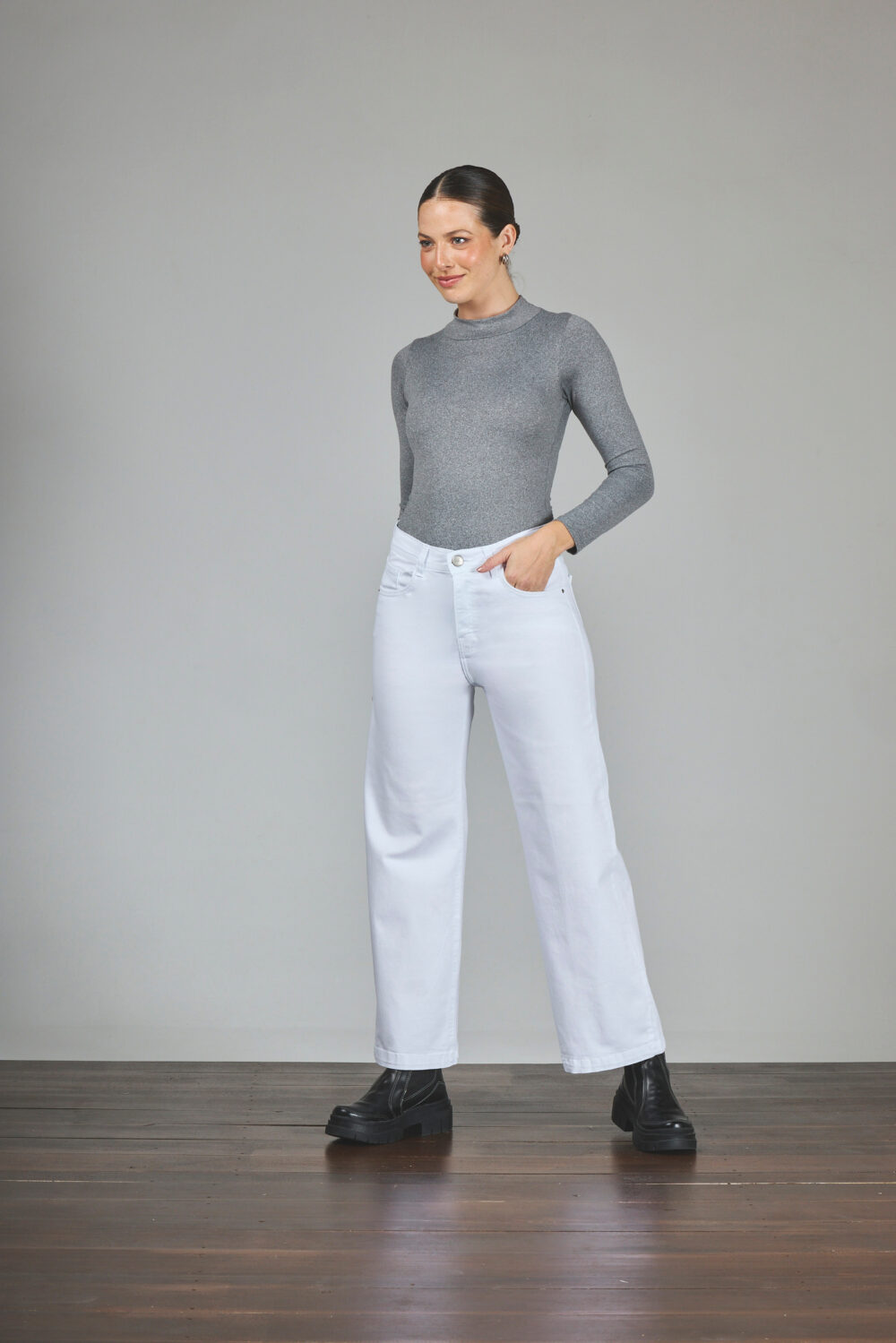 ART. 148 | CROP WIDE LEG BLANCO ELASTIZADO - Imagen 4