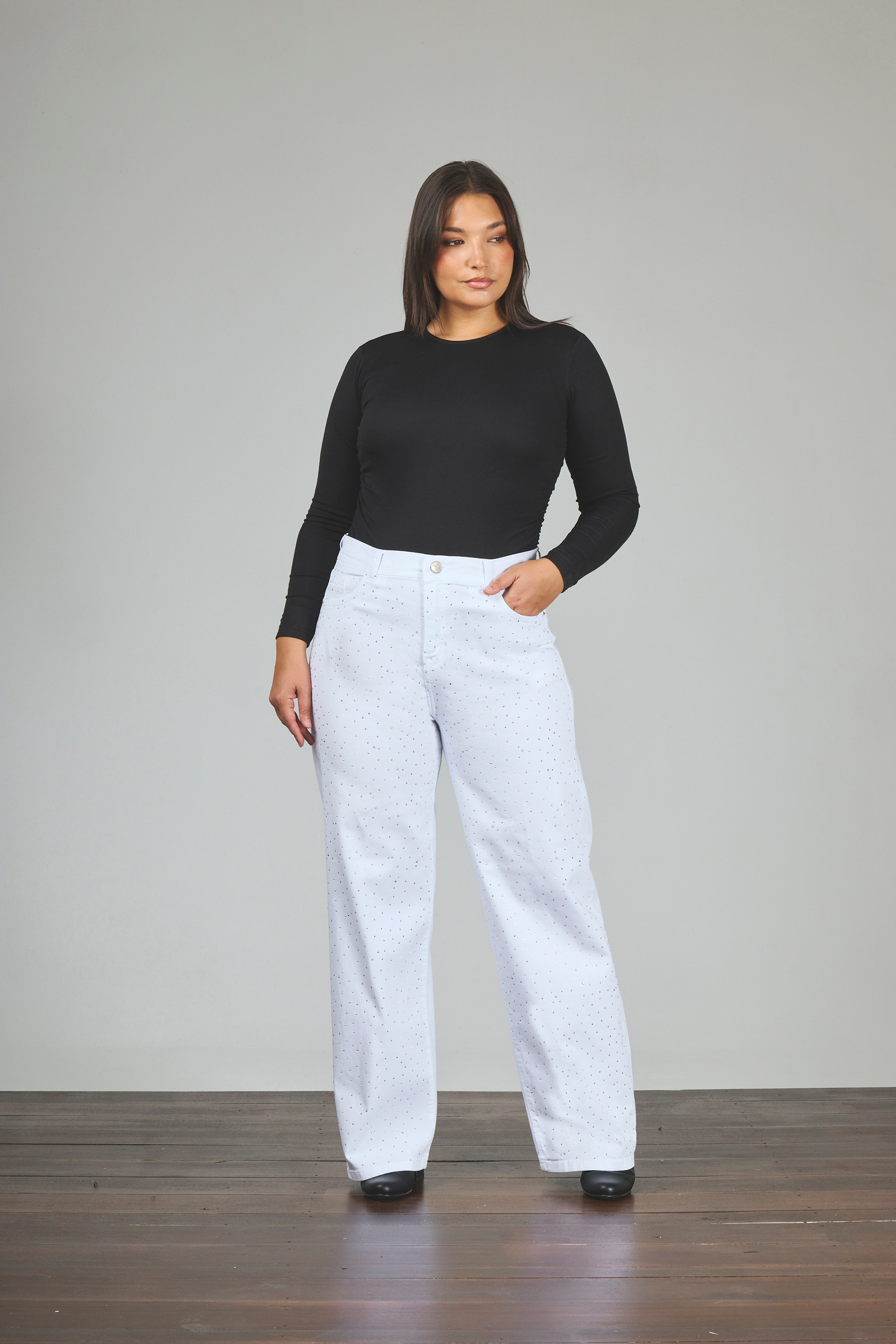 j891-1-1.jpg ART. 891 | WIDE LEG BLANCO CON BRILLO ELASTIZADO - Imagen 1